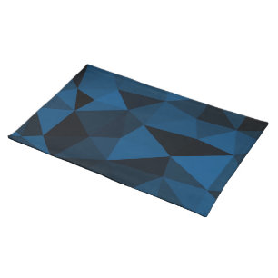 Dark blue and black geometric mesh pattern cloth placemat