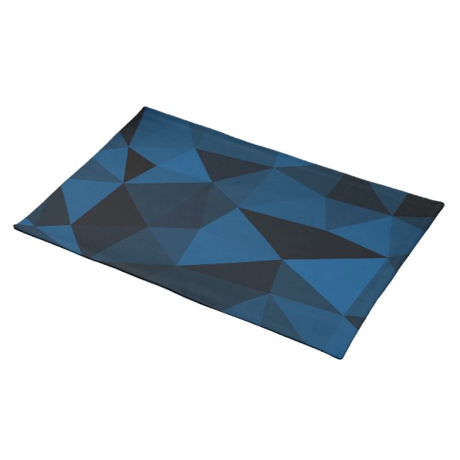Dark blue and black geometric mesh pattern cloth placemat (On Table)