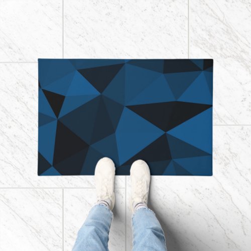 Dark blue and black geometric mesh pattern doormat