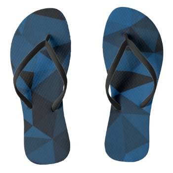 Dark Blue And Black Geometric Mesh Pattern Flip Flops by PLdesign at Zazzle