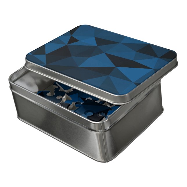 Dark blue and black geometric mesh pattern jigsaw puzzle (Lid Open)