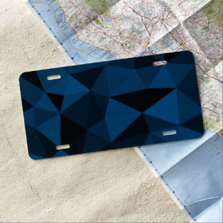 Dark blue and black geometric mesh pattern license plate