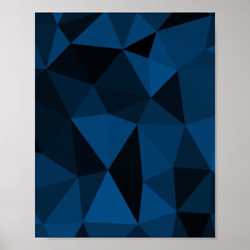 Dark blue and black geometric mesh pattern poster