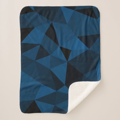 Dark blue and black geometric mesh pattern sherpa blanket