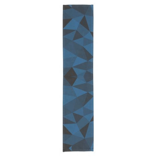 Dark blue and black geometric mesh pattern short table runner