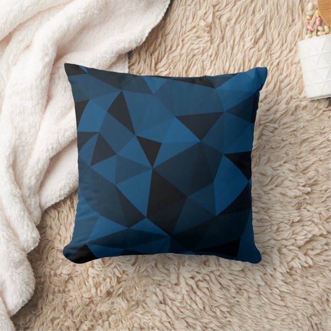 Dark blue and black geometric mesh pattern throw pillow (Blanket)