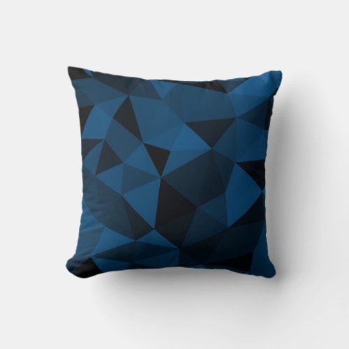 Dark blue and black geometric mesh pattern throw pillow