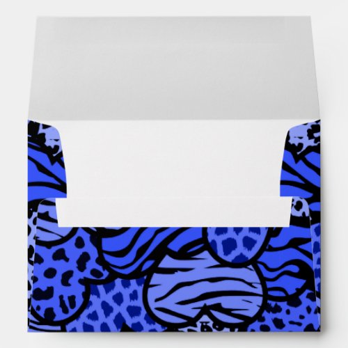 Dark Blue and black girly animal print hearts Envelope