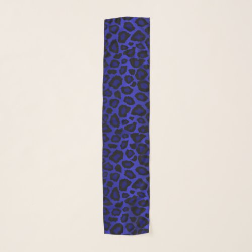 Dark Blue and Black Leopard Print  Scarf