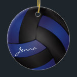 Dark Blue and Black Personalize Volleyball Ceramic Ornament<br><div class="desc">DIY Personalize Volleyball Ornament with your name. ⭐This Product is 100% Customizable. Graphics and / or text can be added, deleted, moved, resized, changed around, rotated, etc... 99% of my designs in my store are done in layers. This makes it easy for you to resize and move the graphics and...</div>