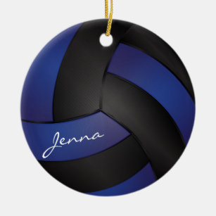 Dark Blue and Black Personalize Volleyball Ceramic Ornament