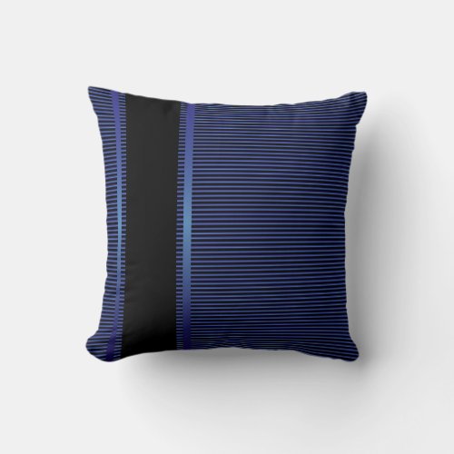 Dark Blue and Black Pin Stripes Throw Pillow