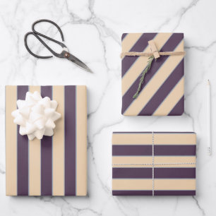 Dark blue and blush line stripes pattern wrapping paper sheets
