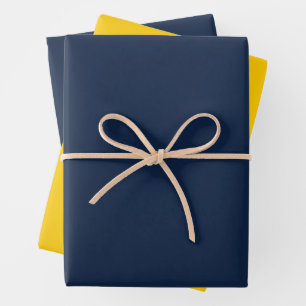 Dark Blue and Bold Yellow Wrapping Paper Sheets