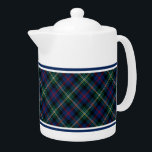 Dark Blue and Forest Green Malcolm Clan Tartan Teapot<br><div class="desc">Teapot with a vintage dark blue,  forest green,  bright red,  yellow,  and light blue Scottish plaid pattern from 1850. Traditional family tartan for Clan Malcolm and Malcolmson. Choose from two sizes. Matching mugs and teacups available.</div>