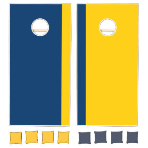 Dark Blue and Gold Add Your Logo Cornhole Set