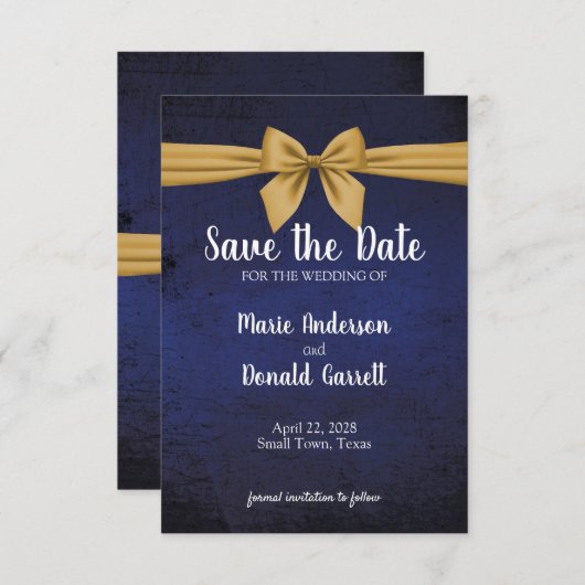 Dark Blue and Gold Bow (Front/Back)