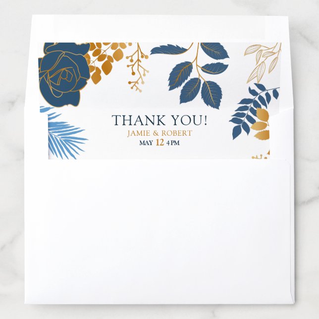 Dark-blue and gold flowers frame envelope liner (In Envelope)