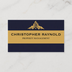 Dark Blue and Gold Modern Minimal Real Estate Business Card
