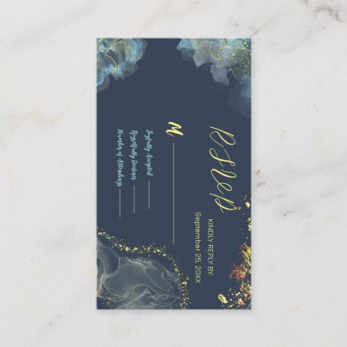 Dark Blue and Golden Flowers Enclosure Card