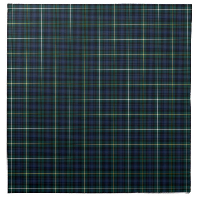 Dark Blue and Green Campbell Clan Tartan Napkin (Front)