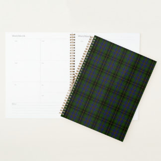 Dark Blue and Green Plaid Planner