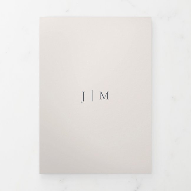 Dark Blue And Ivory Wedding Color simple Tri-Fold Card