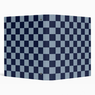 Dark Blue and Light Blue Checkerboard 3 Ring Binder
