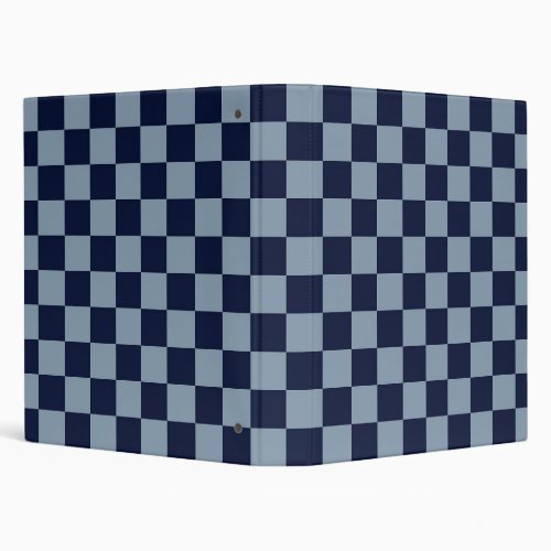 Dark Blue and Light Blue Checkerboard 3 Ring Binder