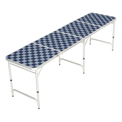 Dark Blue and Light Blue Checkerboard Beer Pong Table