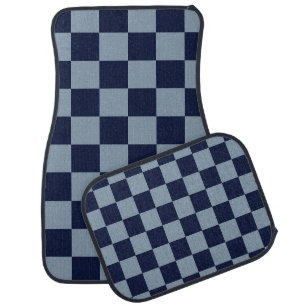 Dark Blue and Light Blue Checkerboard Car Floor Mat