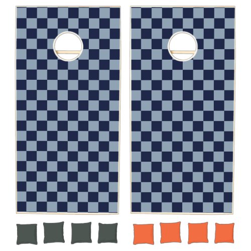Dark Blue and Light Blue Checkerboard Cornhole Set