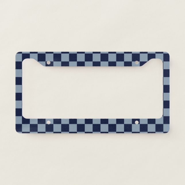 Dark Blue and Light Blue Checkerboard License Plate Frame (Front)