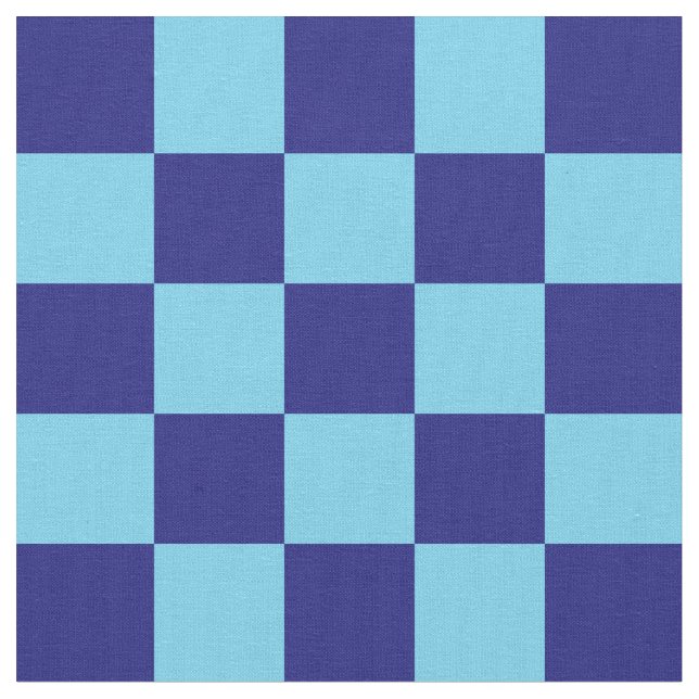 Dark Blue and Light Blue Checkerboard Pattern Fabric (Close Up)
