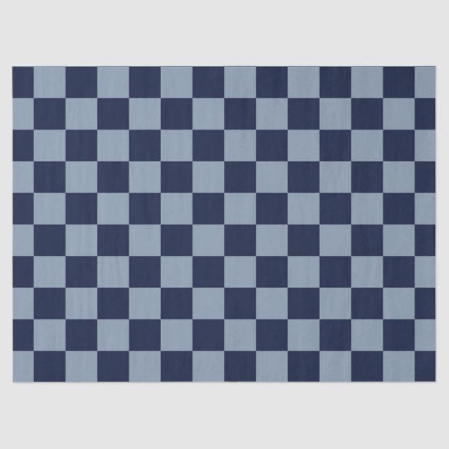 Dark Blue and Light Blue Checkerboard Tissue Paper (Front)