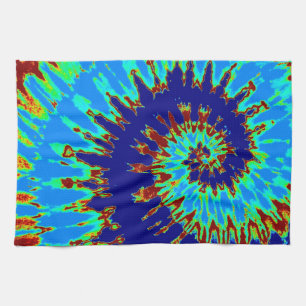 Dark Blue and Light Blue Tie Dye Kitchen Towel