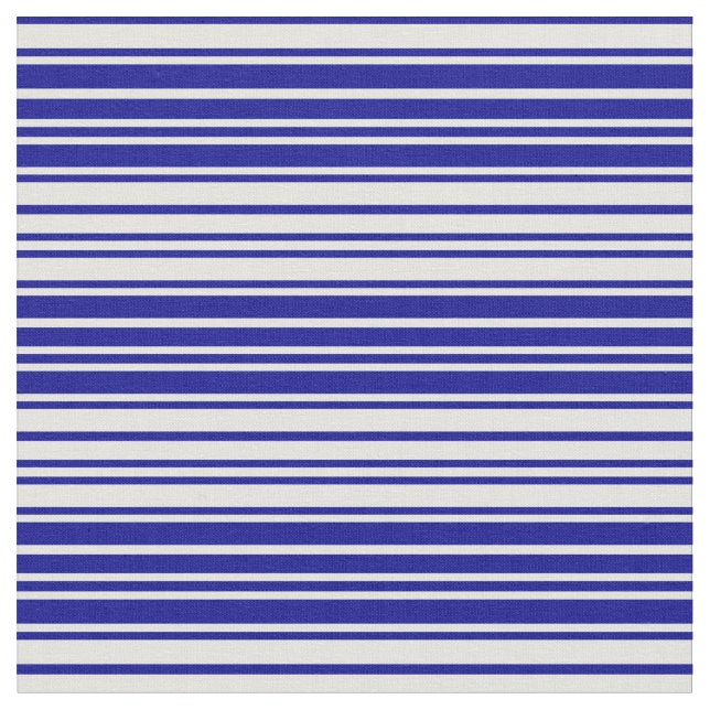 Dark Blue and Light Cyan Lined Pattern Fabric (Close Up)