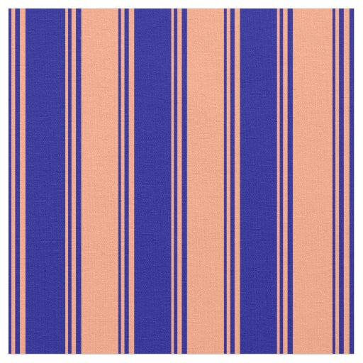 Dark Blue and Light Salmon Pattern of Stripes Fabric
