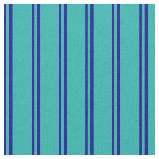 Dark Blue and Light Sea Green Colored Lines Fabric
