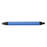 [ Thumbnail: Dark Blue and Lighter Blue Stripes Pattern Black Ink Pen ]