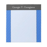 [ Thumbnail: Dark Blue and Lighter Blue Stripes Pattern + Name Notepad ]