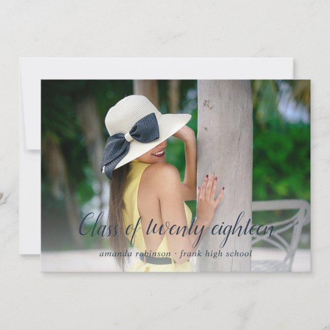 Dark blue and mauve stripes Graduate Announcement (Front)