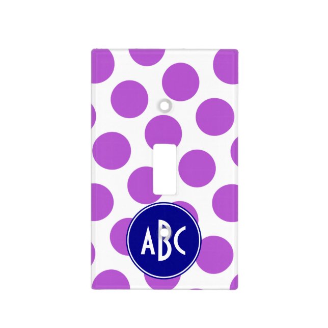 Dark Blue and Medium Orchid Monogram Light Switch Cover (Front)