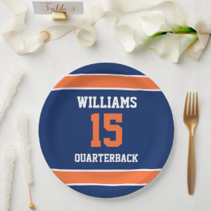Dark Blue and Orange Paper Plates