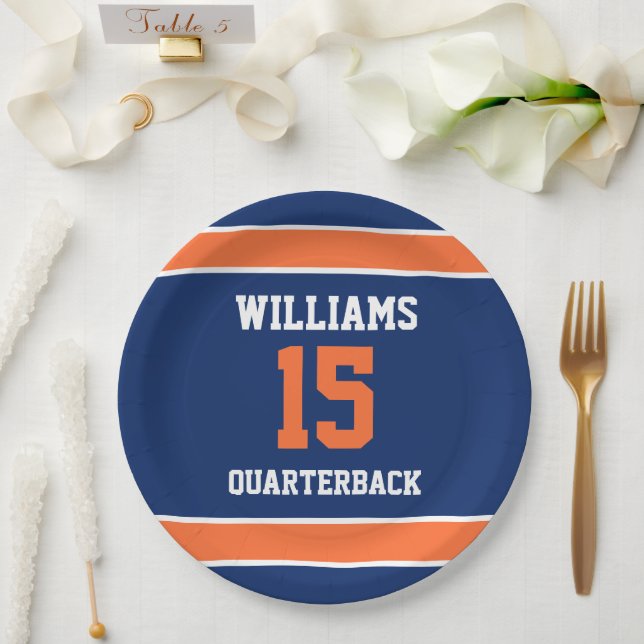 Dark Blue and Orange Paper Plates (Wedding)