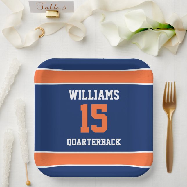 Dark Blue and Orange Paper Plates (Wedding)