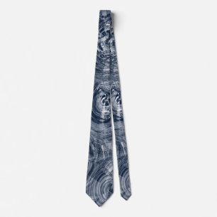 Dark blue and pretty swirling batik neck tie