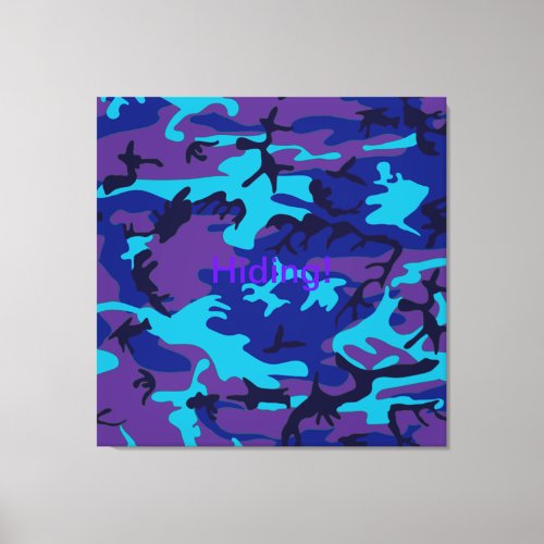 Dark Blue and Purple Camo Stretched Canvas Print