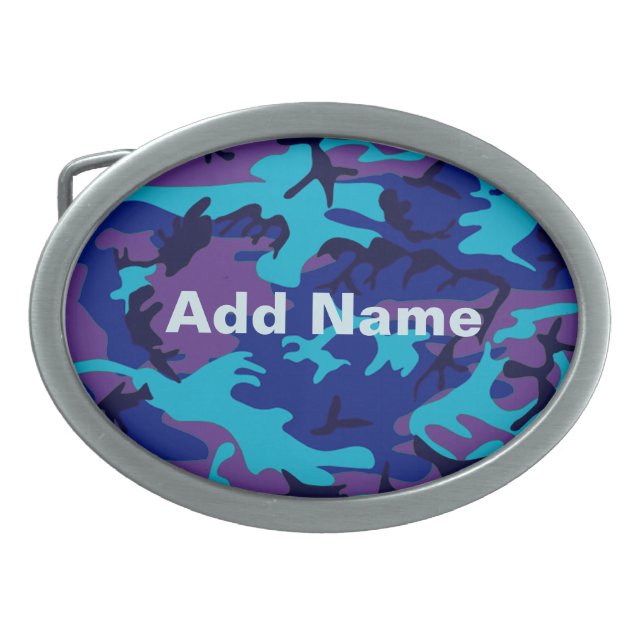 Dark Blue and Purple Camouflage Belt Buckle (Front)