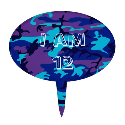 Dark Blue and Purple Camouflage Cake Topper